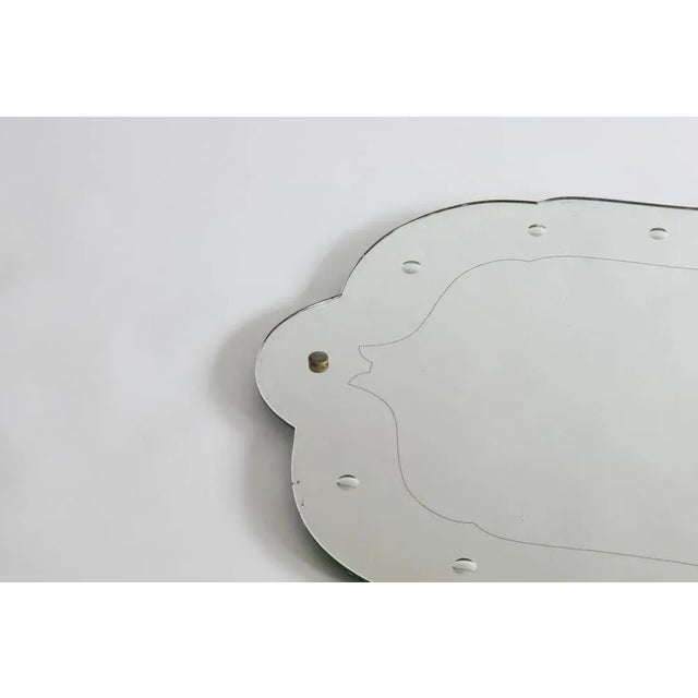 Italian Sinuous Etched Shield Shaped Mirror, 1940s For Sale - Image 4 of 7