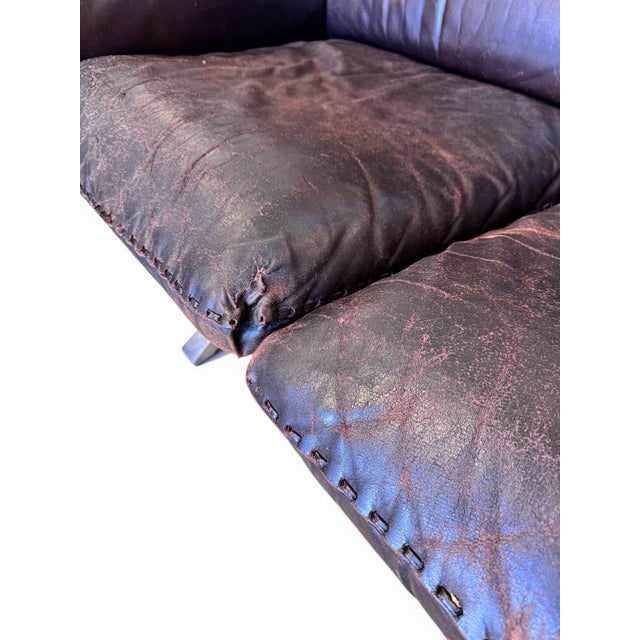 Metal DS-31 3-Seater Sofa in Brown Leather on Cantilever Legs from de Sede, Switzerland, 1970s For Sale - Image 7 of 9
