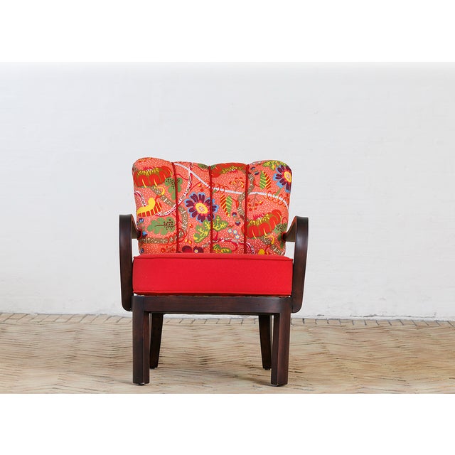 No. 903 and 904 Armchairs in Printed Upholstery by Josef Frank and Wool Upholstery from Kvadrat, 1930s, Set of 2 For Sale - Image 4 of 5