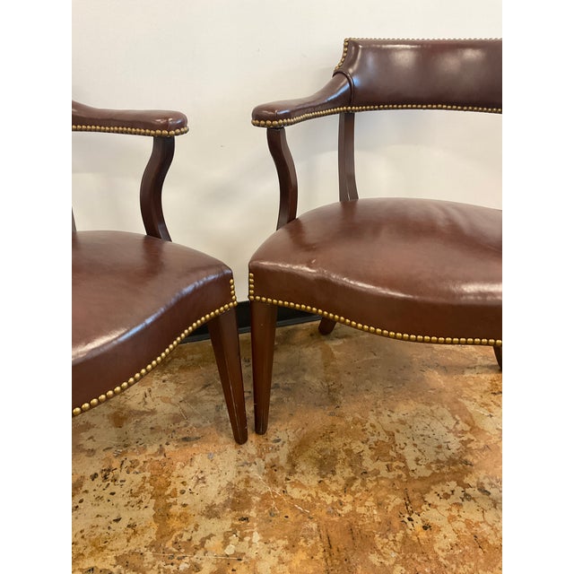 Pair of Late 20th Century Executive Side Chairs in Leather by Hickory Chair For Sale - Image 11 of 18
