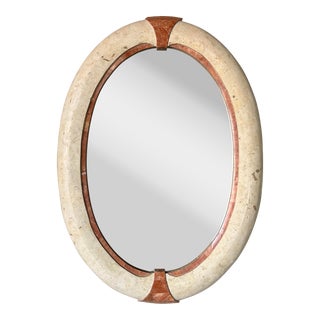Vintage Maitland Smith - Style Tessellated Stone Oval Wall Miirror For Sale