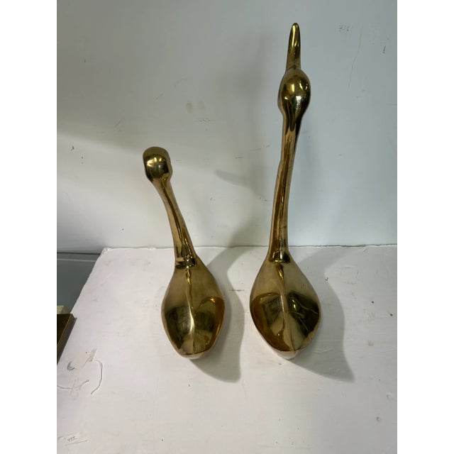 1980s 1980s Pair of Brass Swan Sculptures For Sale - Image 5 of 5