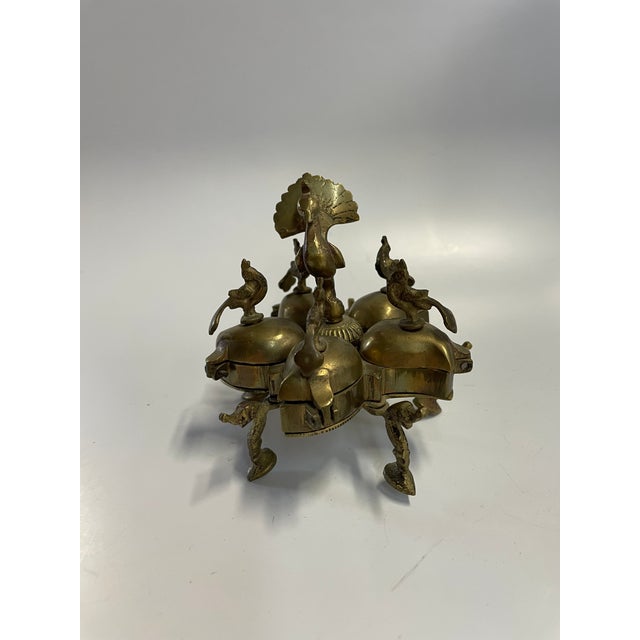 Vintage hindu solid brass vermilion box. Circa 1950s.