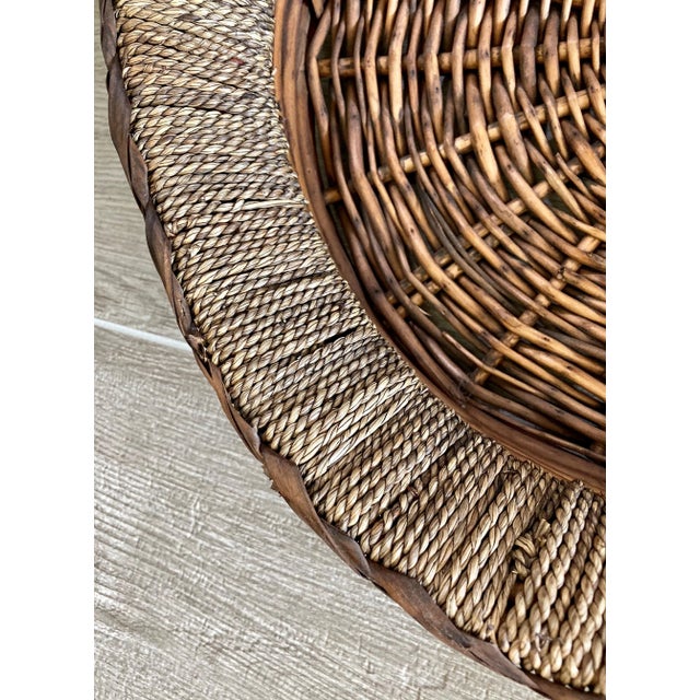 Coffee Circa 1980 Set of Two Nested Rattan Rope & Banana Leaf Tray Baskets For Sale - Image 8 of 12