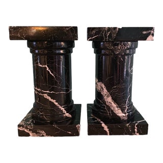 A Pair of Black Marble Bookends For Sale