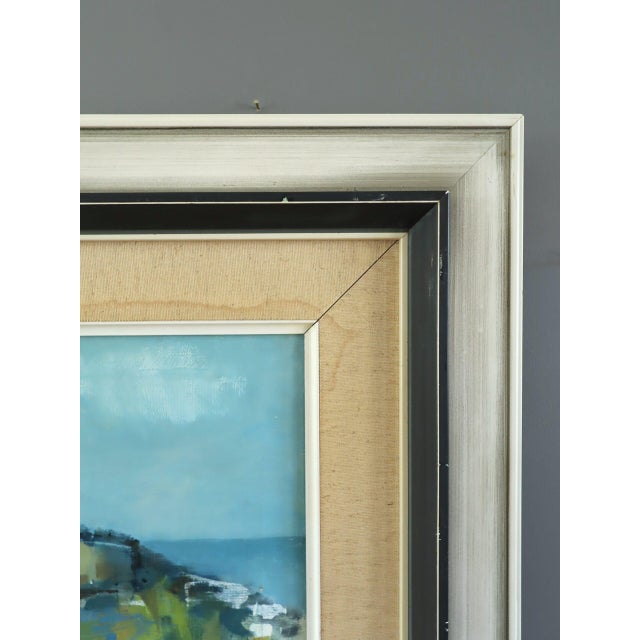 Mid 20th Century Mid-Century Modern 'Outpost by the Sea' Vintage Original Landscape Oil Painting, Framed For Sale - Image 5 of 10