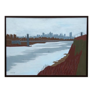 Allan Simpson, Winter, George Washington Bridge, Oil Painting For Sale