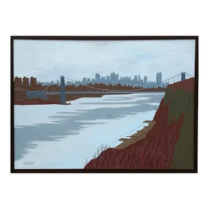 Allan Simpson, Winter, George Washington Bridge, Oil Painting