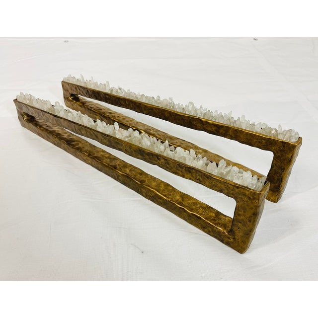 Gold Pair of “São Paulo” Bronzed Quartz Wall Sconces by House of Aura For Sale - Image 8 of 18