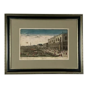 Antique Hand-Colored Etching of Grand Canal, Venice