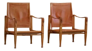 Set of Safari Chairs in Ash & Leather from Rud. Rasmussen attributed to Kaare Klint, 1960s