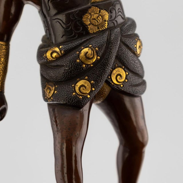 Antique Japanese Meiji Gilt Bronze Labourer Figurine by Miyao Ei, 19th Century For Sale - Image 15 of 18