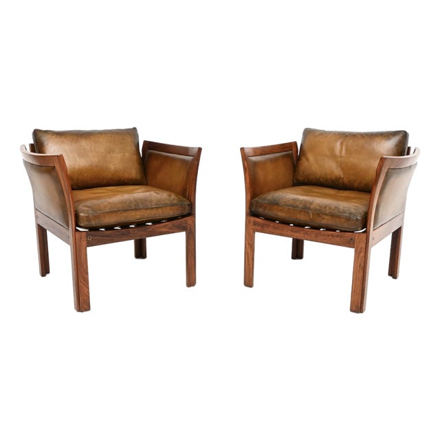 Vintage Danish Armchairs by Illum Wikkelso from CFC Silkeborg, 1960, Set of 2 For Sale