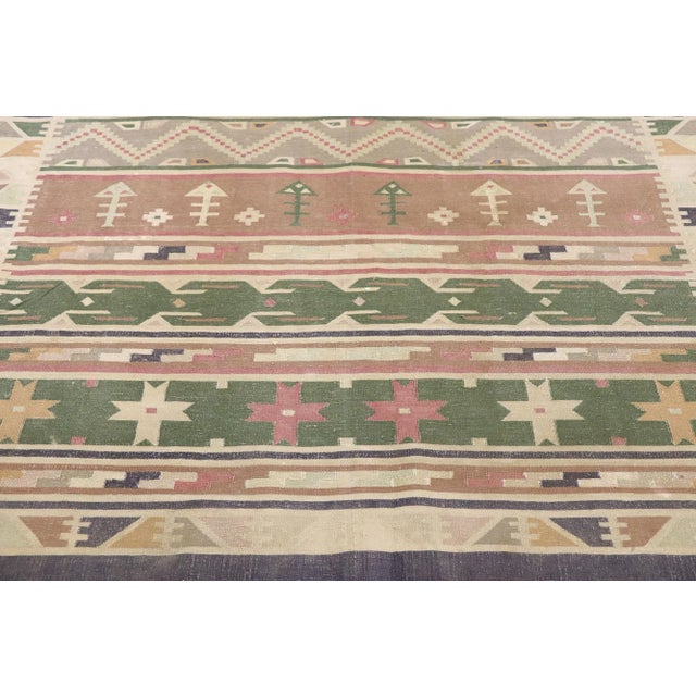 Vintage Indian Stone Wash Dhurrie Rug - 05'05 X 08'07 For Sale - Image 4 of 9