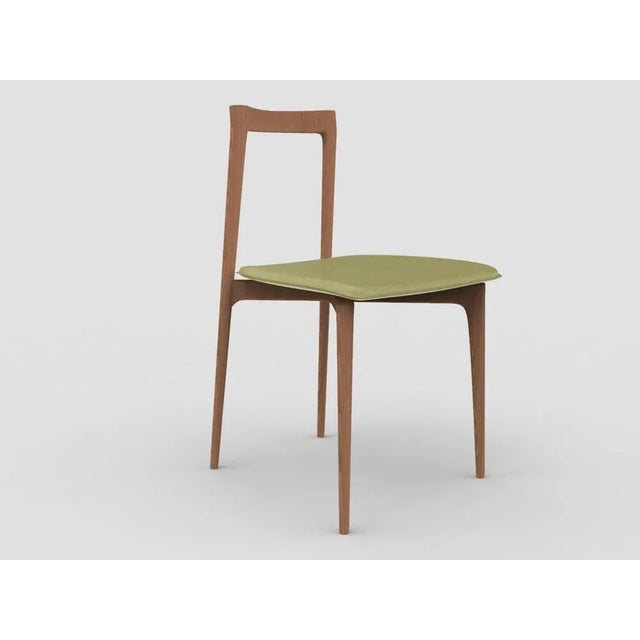 Not Yet Made - Made To Order Modern Linea 631 Grey Chair in Green Leather and Wood by Collector Studio For Sale - Image 5 of 5