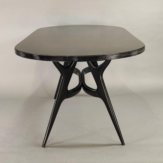 Black Table with Oval Glass Top, 1950s For Sale - Image 4 of 8