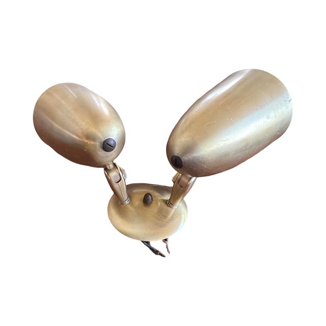 Vintage Mid Century Modern 1950s Ejs Lighting Wall Sconce Spun Brass Cone Lamps 1960s For Sale - Image 11 of 12