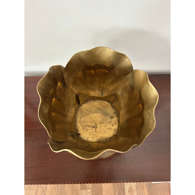 Vintage Mid-Century Brass Seashell Planter For Sale - Image 4 of 6