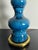 Chippendale 1960s Stiffel Blue Crackle Glaze Pagoda Lamp With Brass Base For Sale - Image 3 of 4