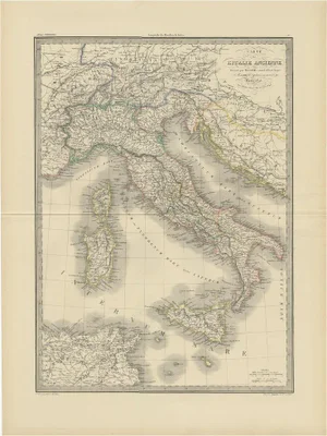 Antique Map of Italy by Lapie, 1842
