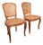 Pair of Italian Louis XV Style Double Cane Back Walnut Dining Chairs With Hand Caning, Made in Italy, Mid-Century For Sale