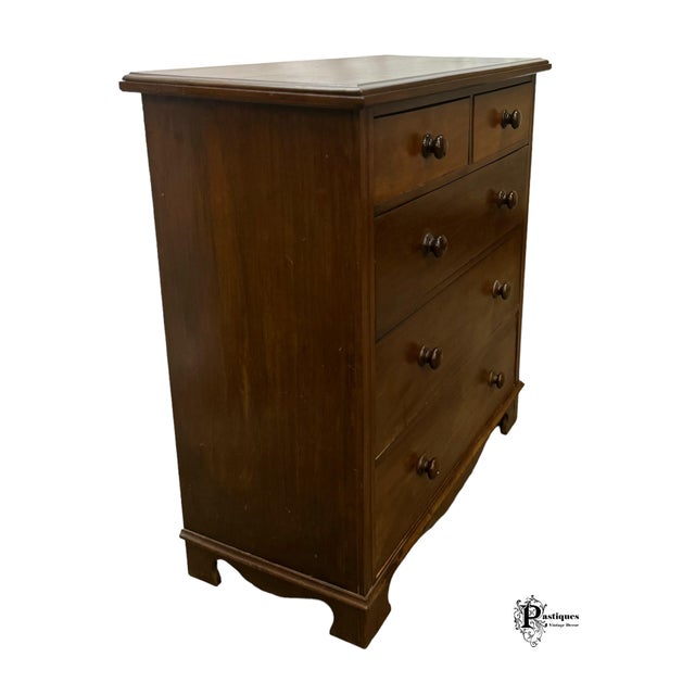 Wood Antique Traditional Colonial Style Walnut Chest of Drawers For Sale - Image 7 of 10
