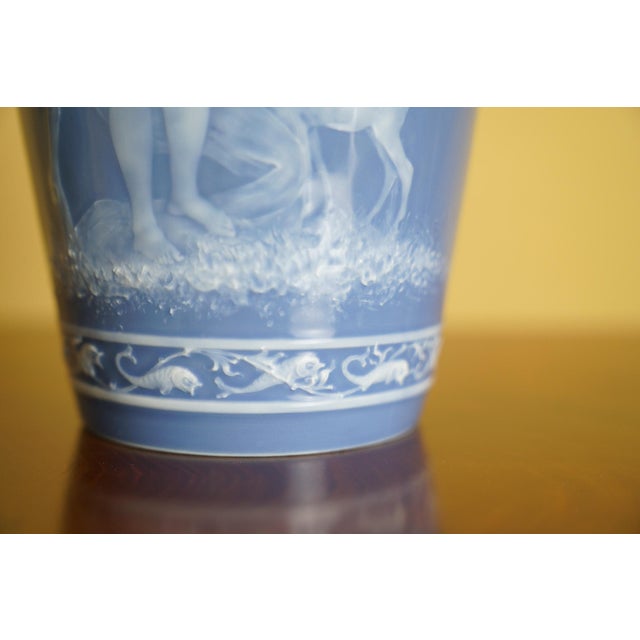 Pair of Antique Limoges Pâte-Sur-Pâte Blue Porcelain Vases For Sale - Image 15 of 15
