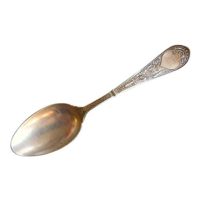 1874 Gorham Raphael Sterling Silver 7" Oval Soup Spoon - 'W' Monogram For Sale