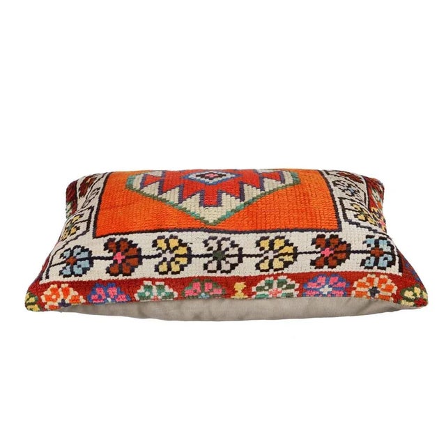 Decorative pillow cover made from vintage handknotted Turkish rug pieces. Backed with good quality cotton fabric. Pillow...