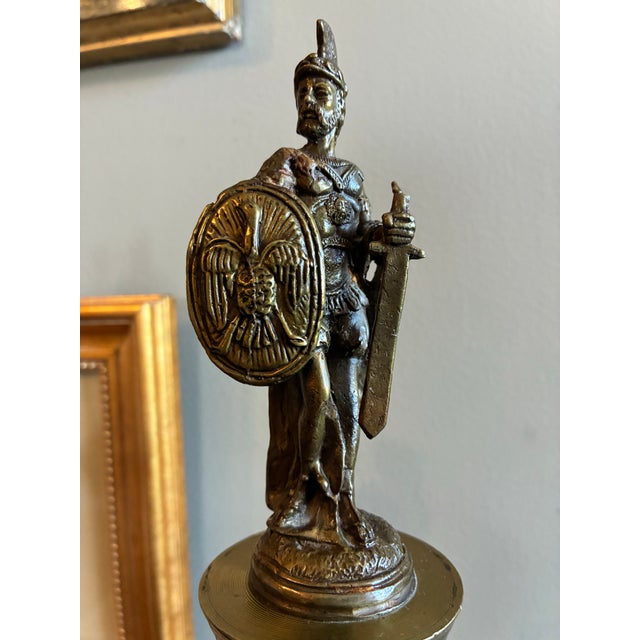 Grand Tour Pair of Grand Tour Marble Column Statues With Neoclassical Figures, Late 1800’s For Sale - Image 3 of 11