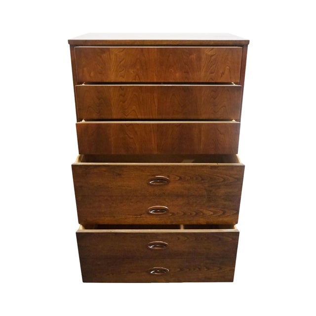 Dixie Dixie Furniture Solid Walnut MCM Mid Century Modern 30" Chest of Drawers 6809 For Sale - Image 4 of 12