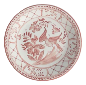 Folk Art Dish with Red Floral Motif by Ilse Claesson for Rörstrand, Sweden, 1930s