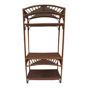 Tommy Bahama Style 1980s Bamboo Rattan Entertainment Center Dark Color