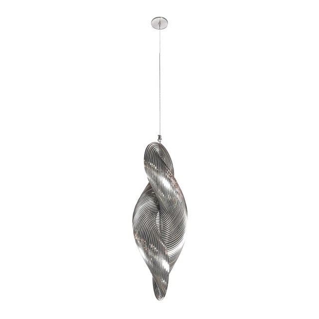 Mid-Century Modern Mid-Century Spiral Stainless Steel Hanging Sculpture 1/100 Signed Erwin Hauer For Sale - Image 3 of 18