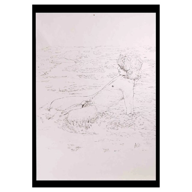 Anthony Roaland, The Boy at the Sea, Original Drawing, 1980 For Sale