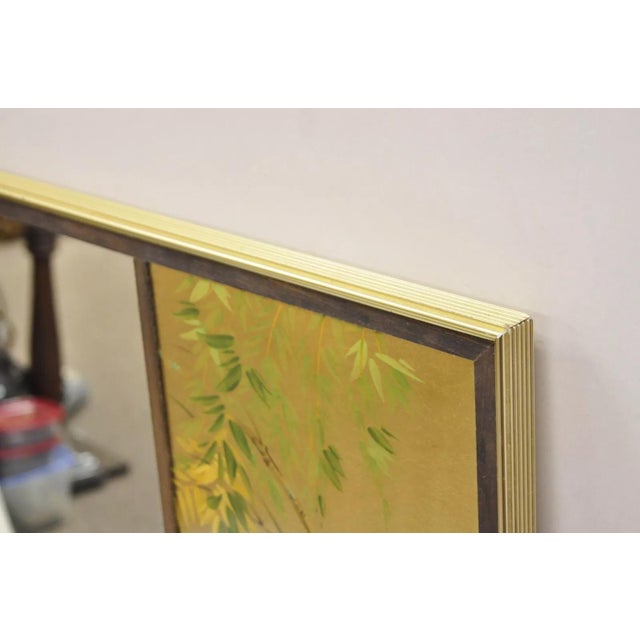 Vintage LaBarge Chinoiserie Floral Gold Gilt Decorated Rectangular Wall Mirror For Sale - Image 9 of 12
