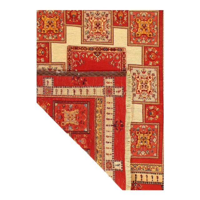 Red Color Persian Flat Weave Sumak Rug 4'11'' X 6' For Sale - Image 4 of 5