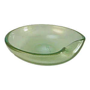 Mid 20th Century Murano Archimede Seguso Polveri Series Pale Green & Gold Fleck Glass Bowl, Signed