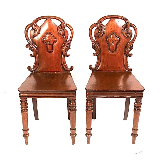 Pair of William IV Carved Mahogany Hall Chairs For Sale - Image 11 of 11