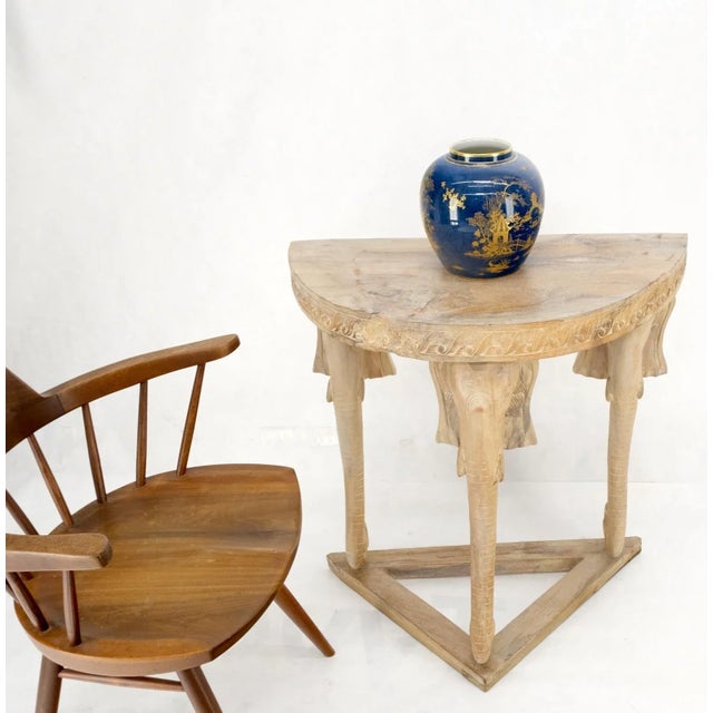 Mid-Century Modern Demilune Elephant Motive Base Console Sofa Table Stand For Sale - Image 3 of 13