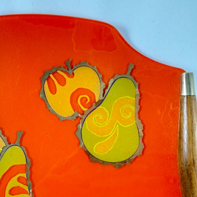 Georges Briard Briard Mandarin Orange Pageant Fruit Glass & Wood Tray, 1964 For Sale - Image 4 of 11