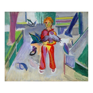 Ben Benn, Boy With Doves, Painting For Sale
