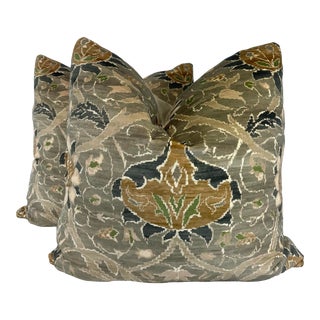 Morris & Co "Montreal Velvet" in Grey/Charcoal 22" Pillows-A Pair For Sale