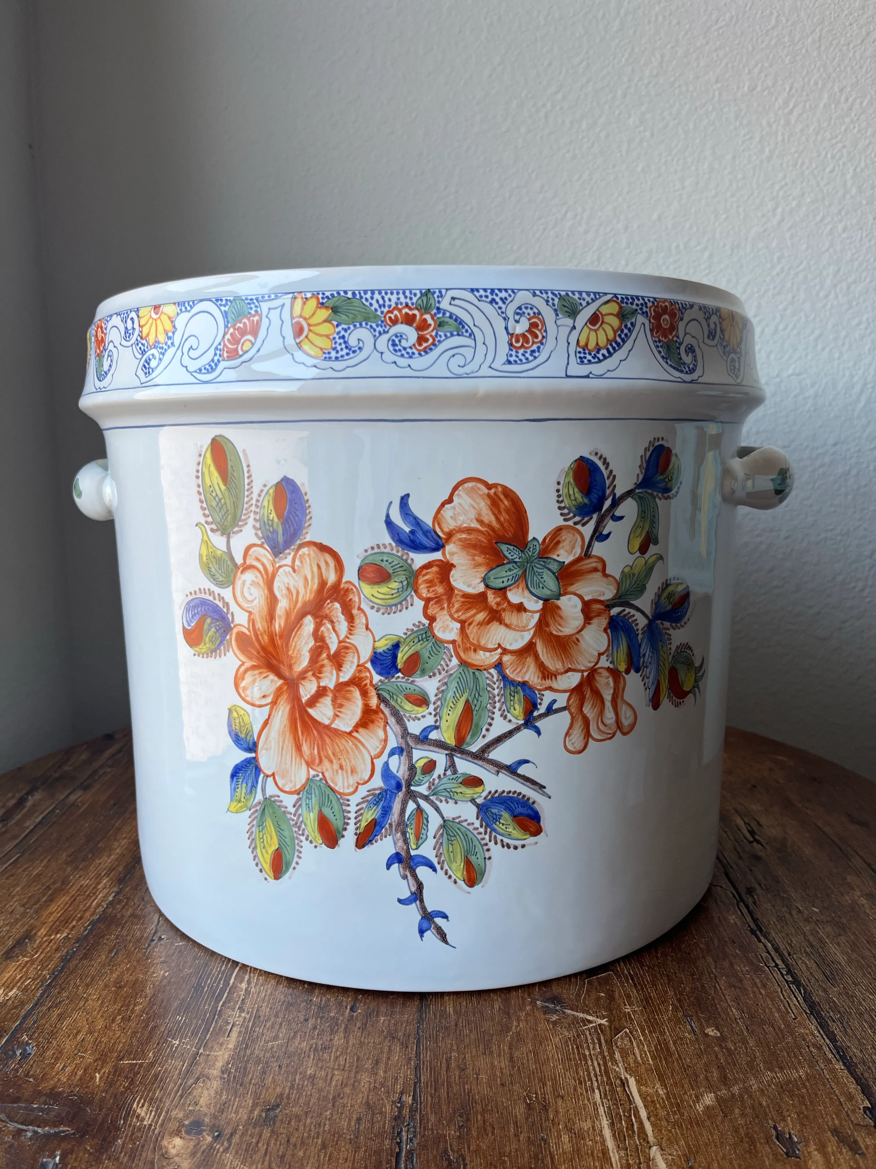 ティファニー（Tiffany & Co.）フランス工房　ハンドペイント　陶器 Handpainted Faience Planter Jardiniere Made in France for Tiffany