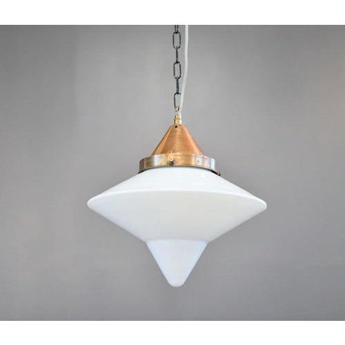 Opaline Glass Pendant Light from Dr Ing Schneider & Co. For Sale - Image 3 of 8