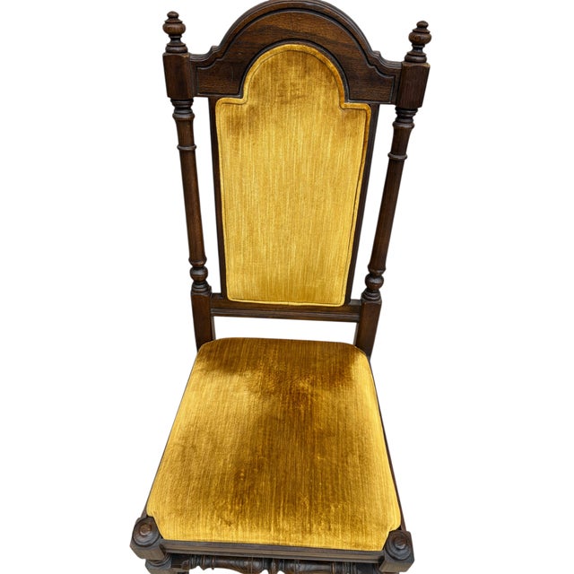 1980s Ethan Allen Jacobean Royal Charter Oak Dining Room Side Chairs Gothic Pair For Sale In Philadelphia - Image 6 of 12
