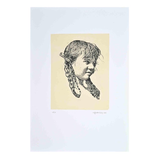 Sigfrido Oliva, Portrait of a Girl, 1989, Etching For Sale