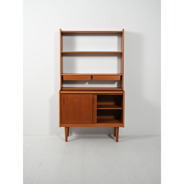 Scandinavian Teak Bookcase with Suspended Drawers, 1950s For Sale - Image 3 of 10