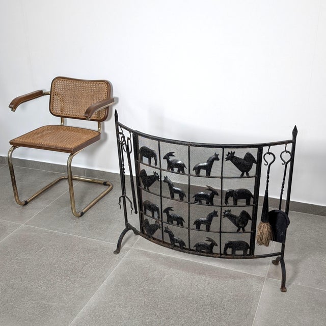 Mid-Century Modern Fireplace Protector in Wrought Iron, 1950s For Sale - Image 3 of 14