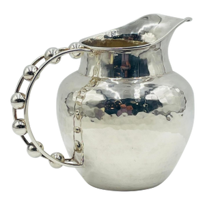 1980s Emilia Castillo Large Silver “Ball” Pitcher, Signed, Taxco Mexico